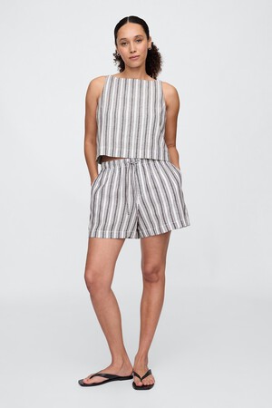 4" Mid Rise Pull-On Linen-Blend Shorts