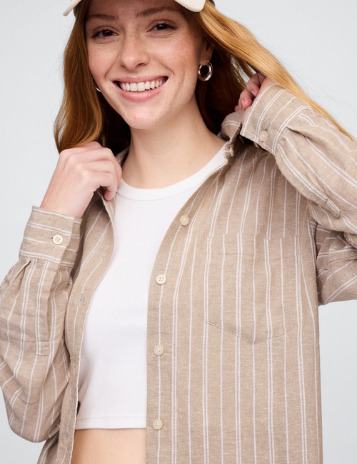 Linen-Blend Easy Shirt