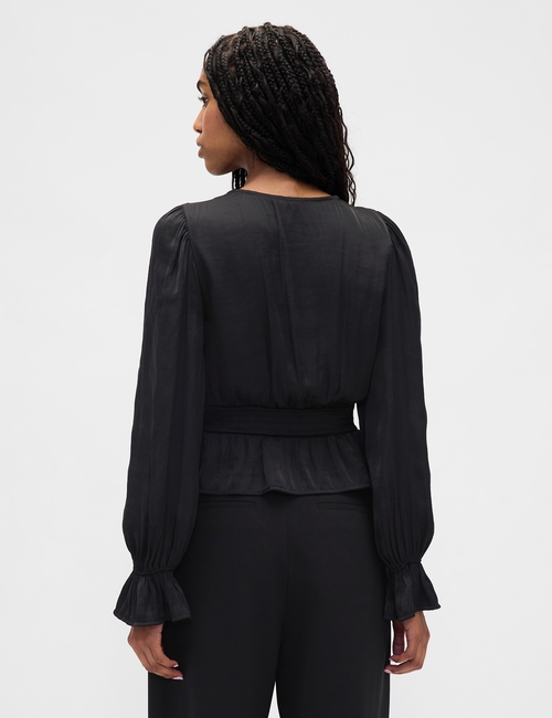 LS EYELET BTTN FRONT FEMME TOP
