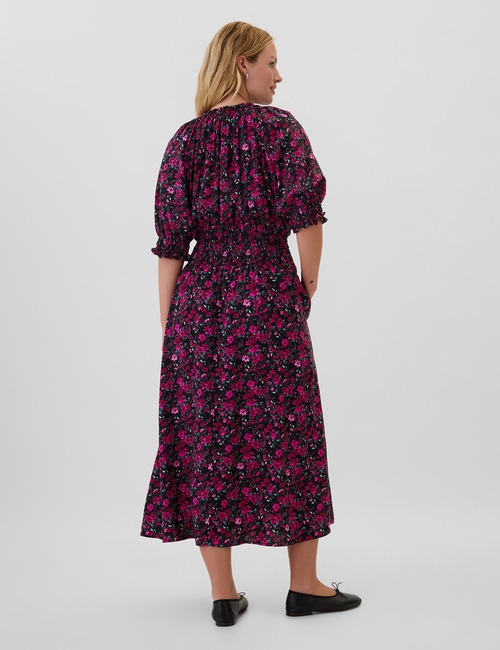 Print Squareneck Midi Dress