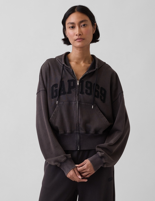 French Terry Oversized 1969 Logo Zip Hoodie