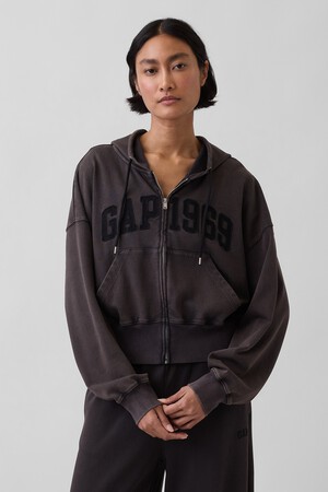French Terry Oversized 1969 Logo Zip Hoodie