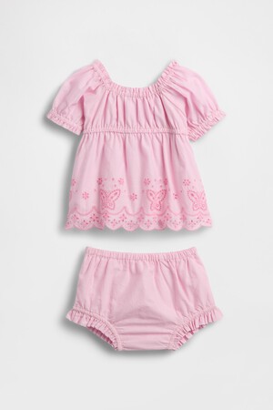 Baby Embroidered Butterfly Outfit Set
