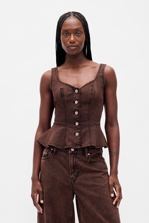 Denim Peplum Tank Top