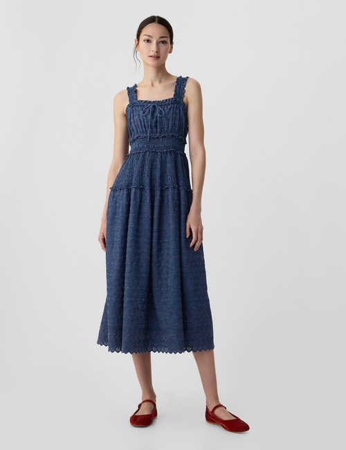 Gap × DÔEN Eyelet Denim Midi Dress