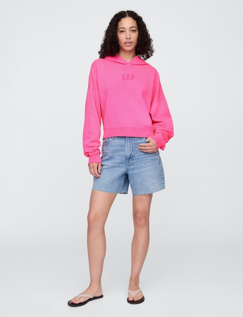 Relaxed Gap Mini-Logo Cropped Hoodie
