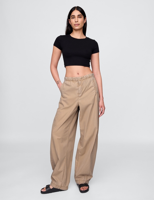 Low Rise Barrel Parachute Pants