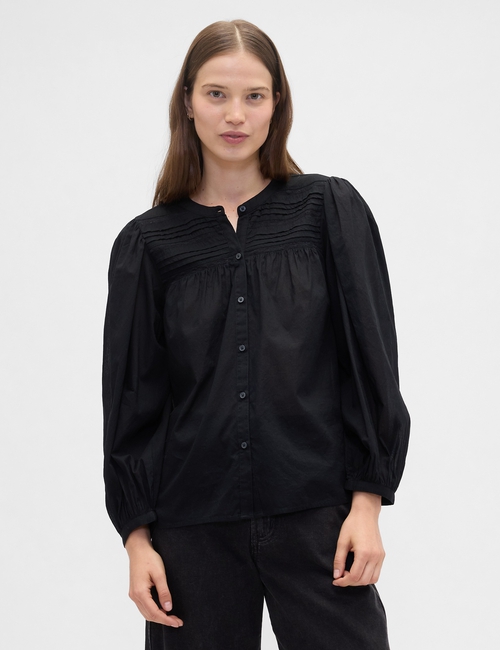Relaxed Puff Sleeve Lace Top