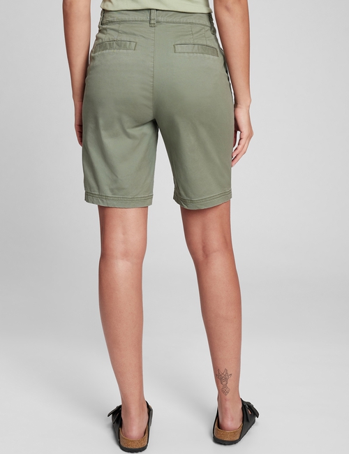 9" High Rise Twill Bermuda Shorts