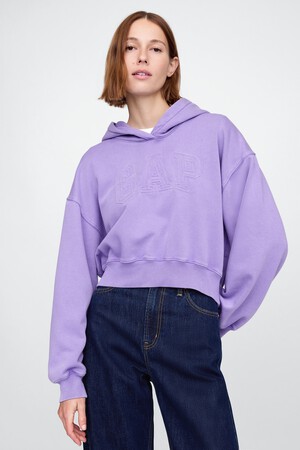 VintageSoft Cropped Logo Hoodie