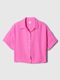 Relaxed Cropped Gauze Shirt