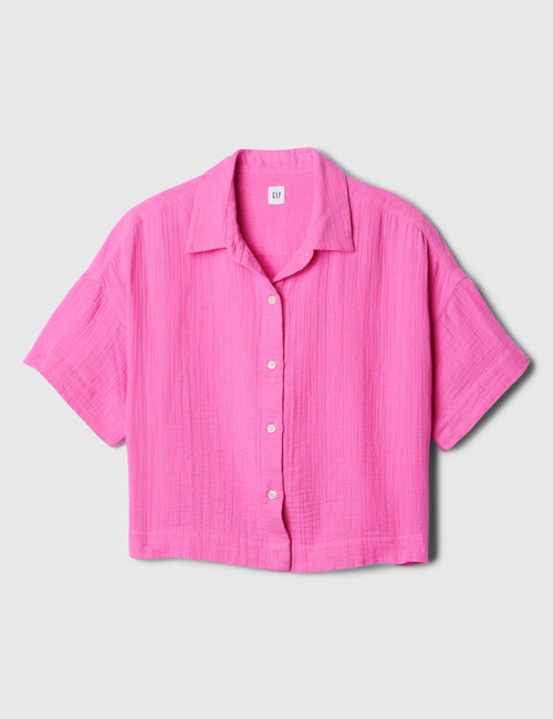 Relaxed Cropped Gauze Shirt