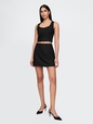 Linen-Blend Scalloped Mini Skort