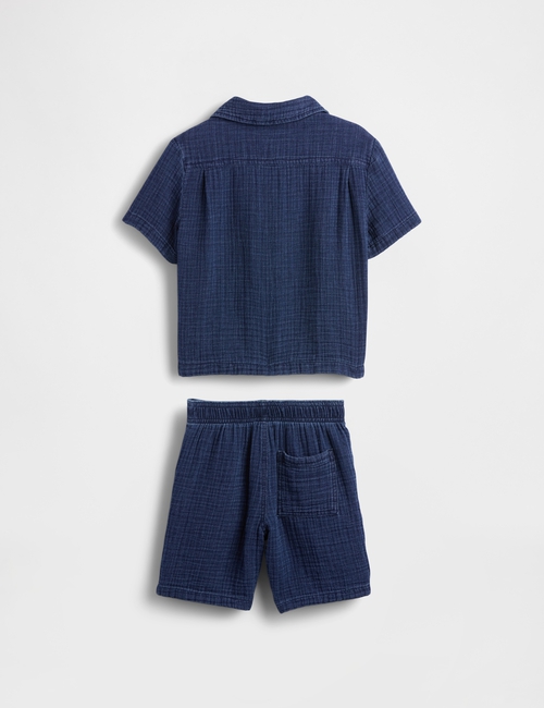 Baby & Toddler Crinkle Gauze Denim Outfit Set