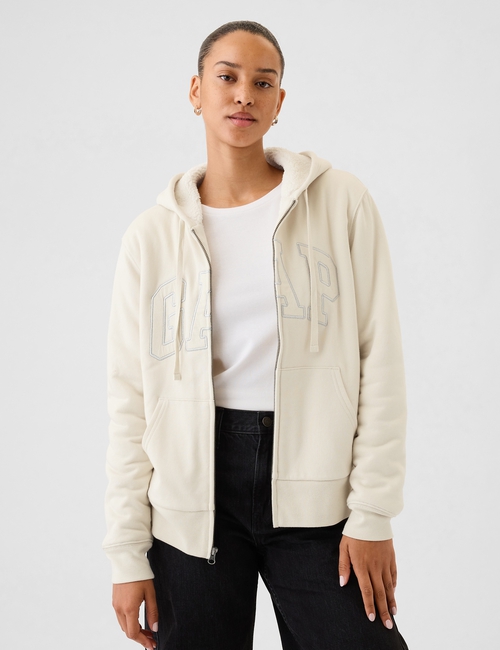 Relaxed Gap Logo Sherpa-Lined Zip Hoodie