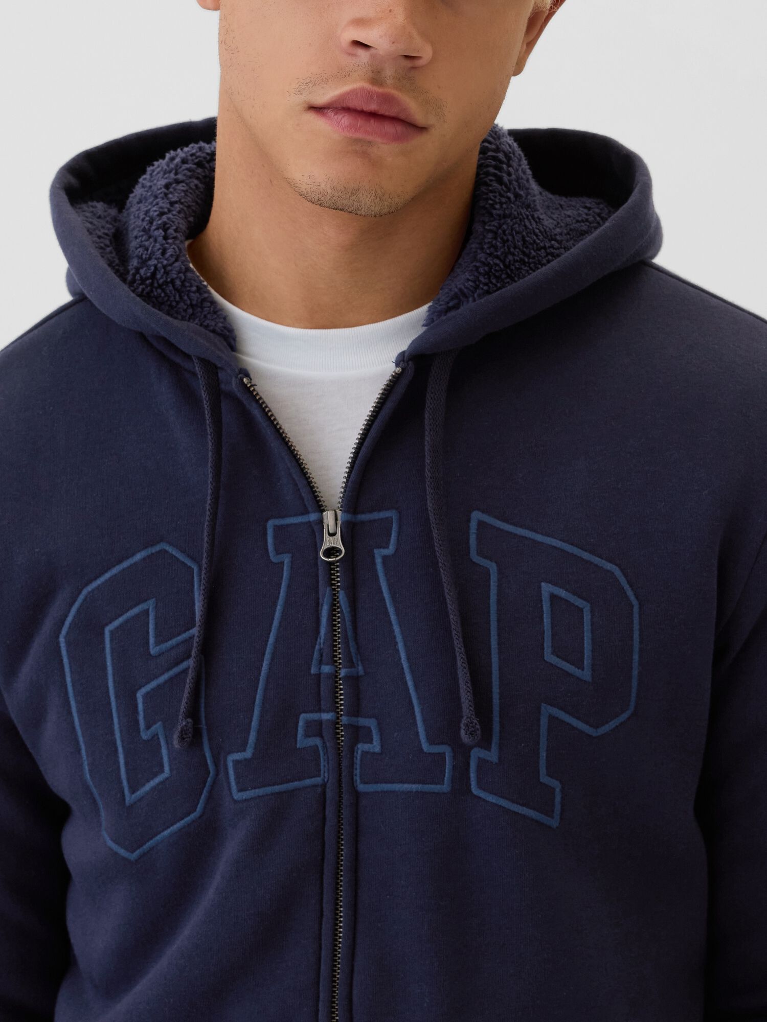 Shop Gap Logo Sherpa Lined Zip Hoodie for Men GAP UAE