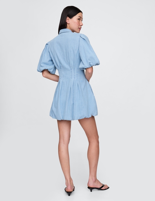 Denim Bubble Mini Shirtdress