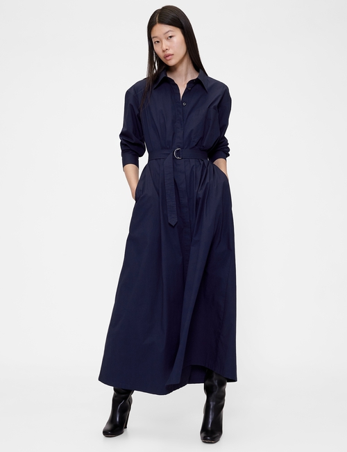 GAP STUDIO MAXI BELTED SHIRTDRESS