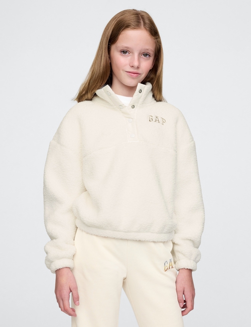 Kids Recycled Relaxed Sherpa Quarter-Snap Sweatshirt