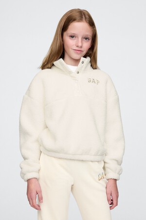 Kids Recycled Relaxed Sherpa Quarter-Snap Sweatshirt