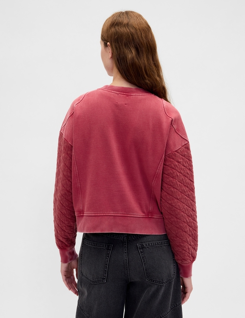 Stranger Things Quilted-Sleeve Logo Sweatshirt