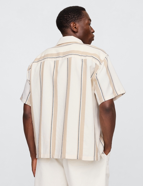 Boxy Texture-Stripe Vacay Shirt
