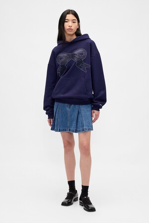 GAP X SL PLEATED DENIM KNEE LENGTH SKIRT