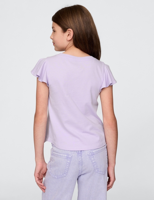 Kids Flippy-Sequin Flutter Sleeve Graphic T-Shirt