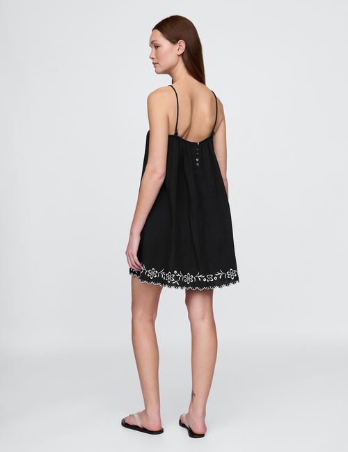 Cotton Gauze Embroidered Swing Dress