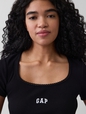 Ribbed Gap Logo Scoopneck Top