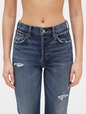 High Destructed Rise Cheeky Straight Jeans
