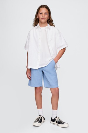 Kids 8" Linen-Cotton Shorts