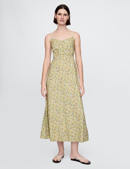 Linen-Blend Maxi Slip Dress