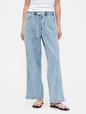 High Rise Pull-On Stripe Wide-Leg Jeans