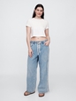 High Rise Pull-On Stripe Wide-Leg Jeans