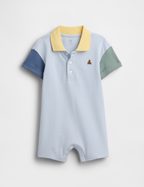 Baby Colorblock Pique Polo Shorty One-Piece