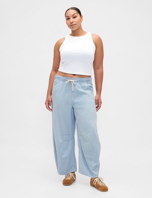 Mid Rise UltraSoft Denim Stripe Easy Horseshoe Jeans