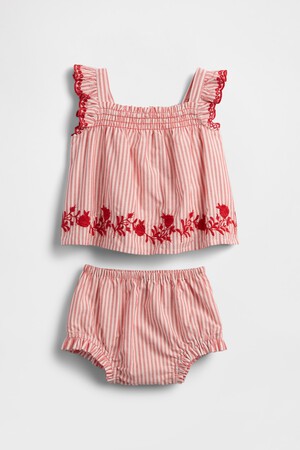 Baby Striped Poplin Outfit Set