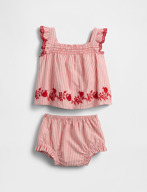 Baby Striped Poplin Outfit Set