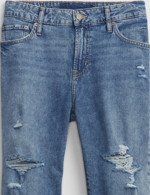 Mid Rise Distressed Universal Slim Boyfriend Jeans
