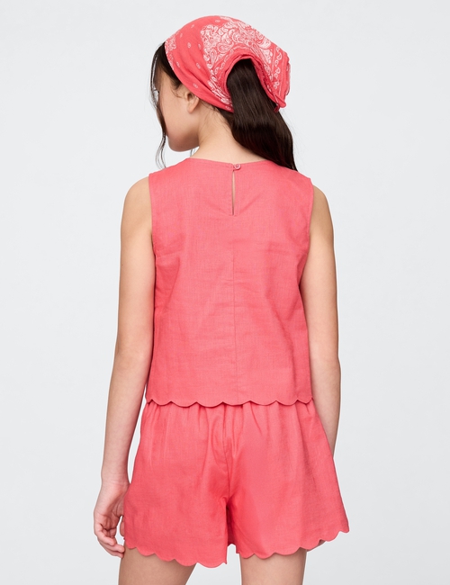 Kids Linen-Cotton Scalloped Top