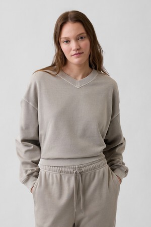 Oversized Wedge V-Neck Sweatshirt