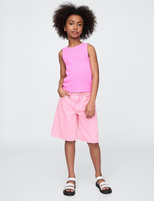 Kids Mid Rise Longline Denim Shorts