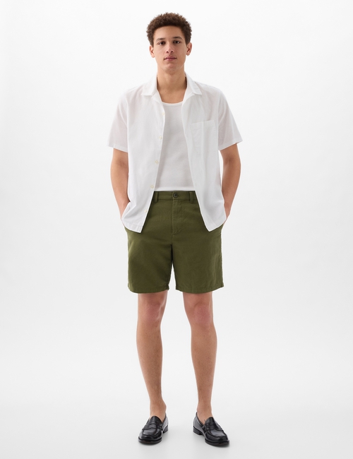 8" Linen-Cotton Shorts