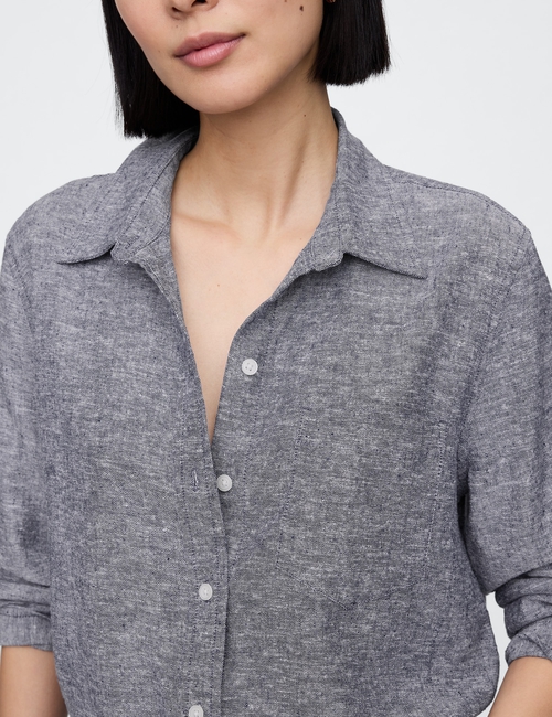 Linen-Blend Easy Shirt