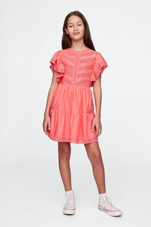 Kids Lace Tiered Ruffle Dress