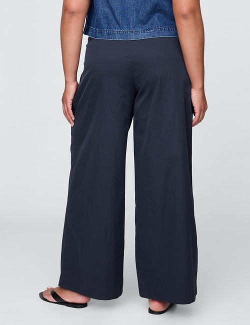 High Rise Twill Pleated Wide-Leg Khakis