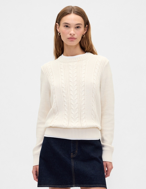 Cable-Knit Crewneck Sweater