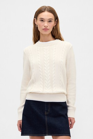 Cable-Knit Crewneck Sweater