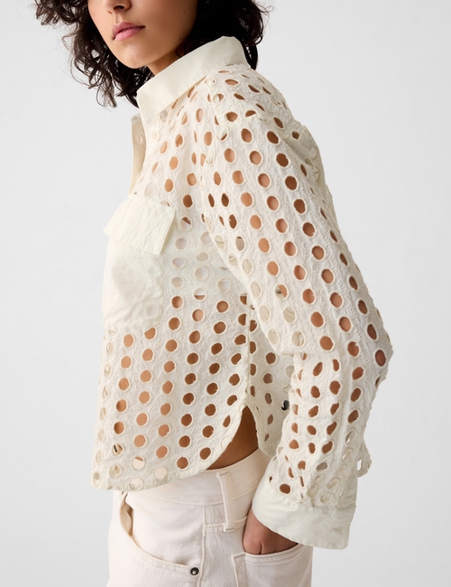 Eyelet Cropped Shirt
